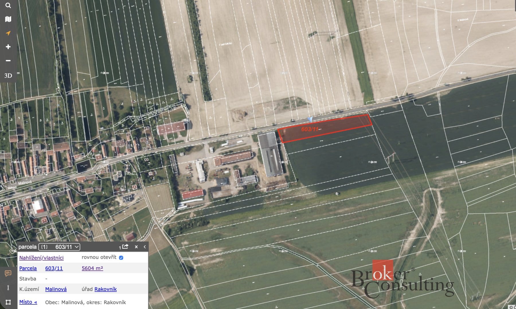 Prodej pozemků 19 592 m², Malinová