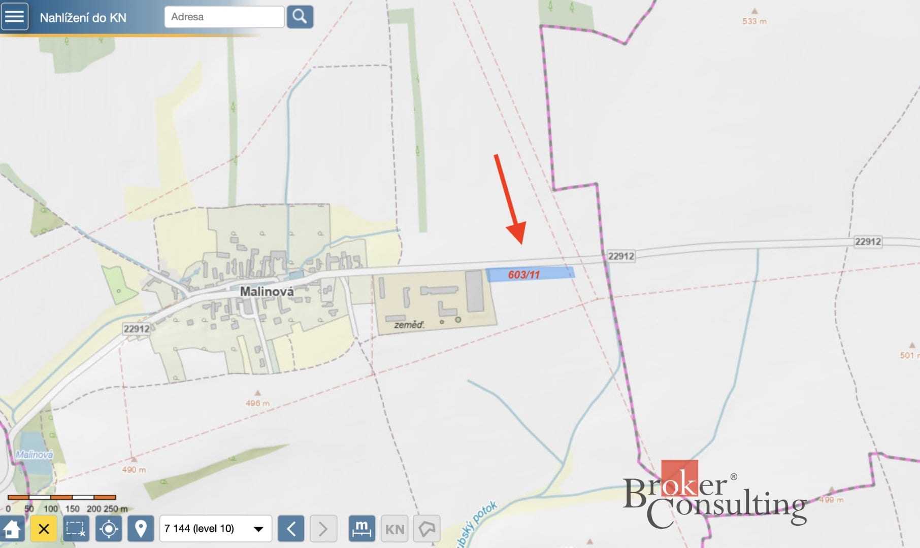 Prodej pozemků 19 592 m², Malinová